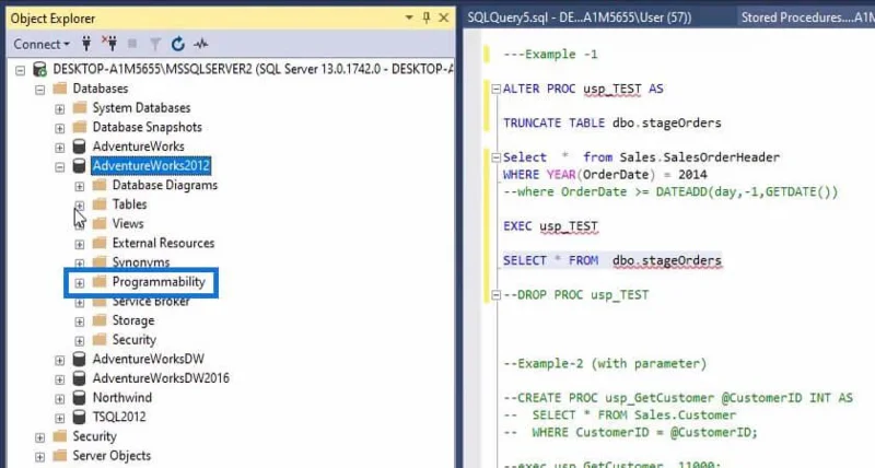 Prosedur Tersimpan Dalam SQL |  Gambaran keseluruhan
