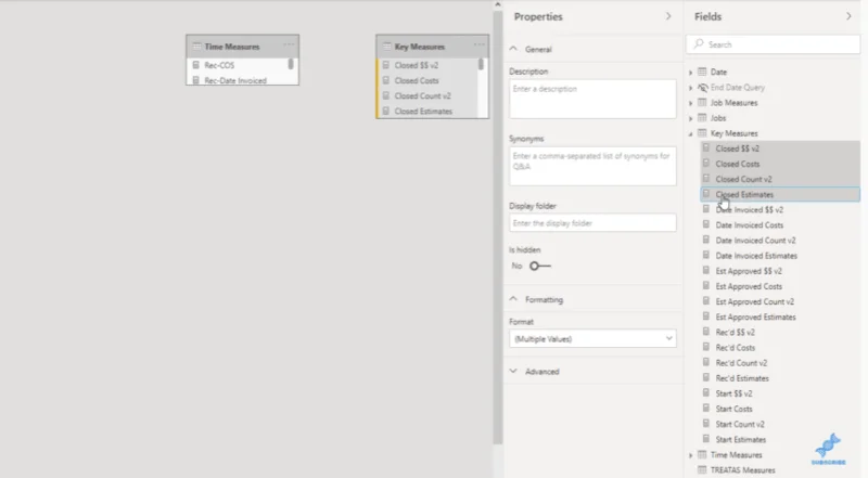 Création de tables de mesures et de sous-dossiers dans LuckyTemplates