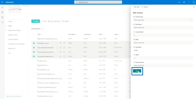 รายการ SharePoint: การแก้ไขรายการเดียวและหลายรายการ