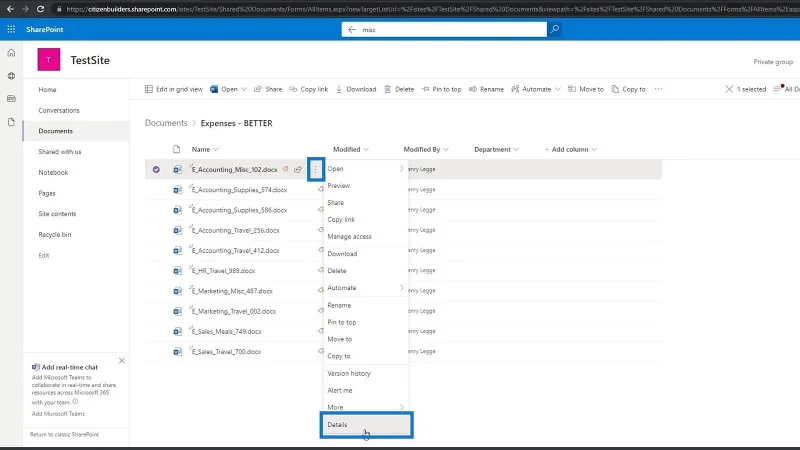 Hinzufügen von Metadaten in SharePoint mithilfe von Spalten