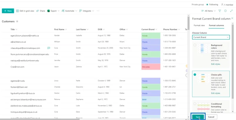 Panduan Pemformatan Senarai SharePoint