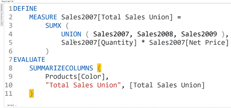 Fungsi UNION DAX Vs Power Query