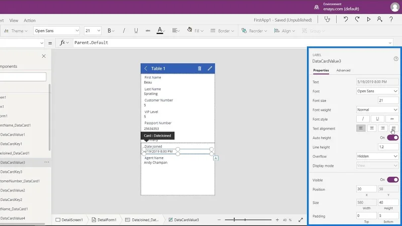 Kad Data PowerApps Dan Tugasan Harta