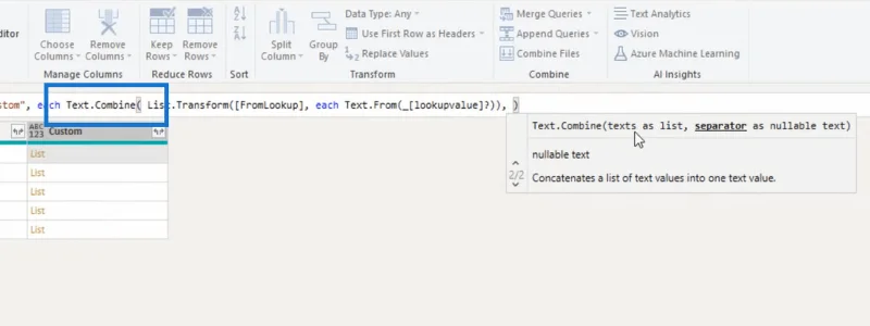 Tutorial do Editor do Power Query: extrair valores de campo de registro de listas