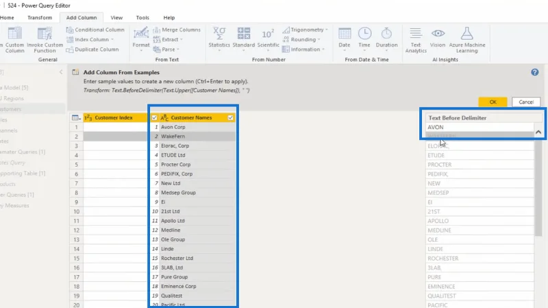คอลัมน์จากตัวอย่าง LuckyTemplates – Power Query บทช่วยสอน