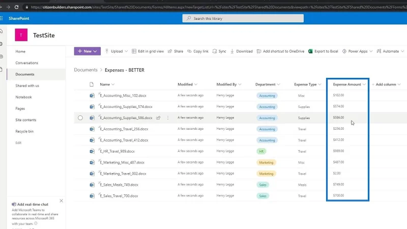 Hinzufügen von Metadaten in SharePoint mithilfe von Spalten