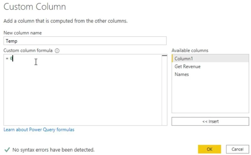 Ungkapan Bersarang: Persekitaran Power Query