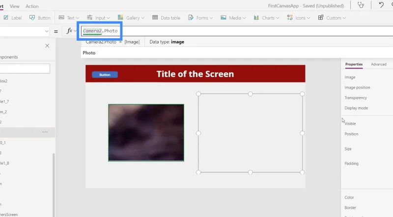Imej PowerApps Digabungkan Dengan Pen, Kamera Dan Muat Naik Input Foto