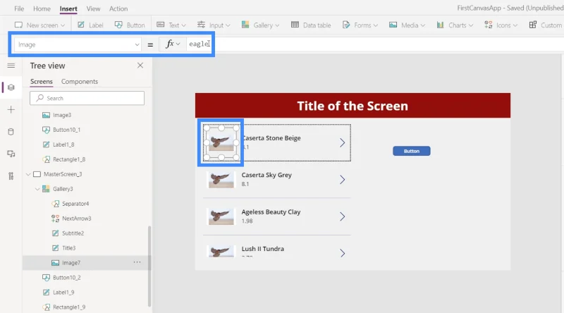 Carta PowerApps, Graf Dan Imej Dinamik