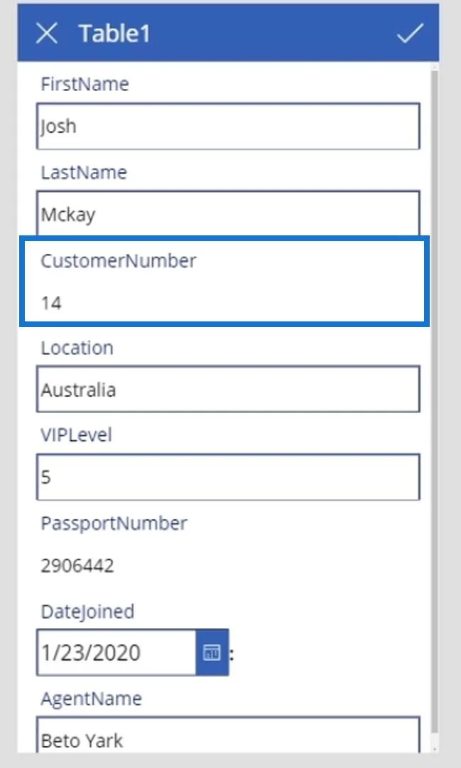 Skrin PowerApps: Mengedit Dan Mengemas kini