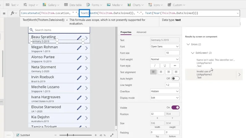 Tutorial Microsoft Power Apps |  Menyemak Ralat