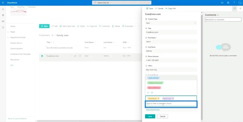 Hinzufügen eines SharePoint-Auswahlfelds zu einer Liste