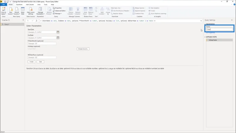 Tukar Fungsi Jadual Tarikh Menjadi Pertanyaan Jadual Dalam LuckyTemplates