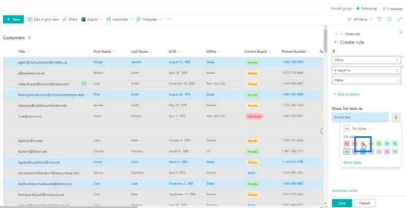Panduan Pemformatan Senarai SharePoint