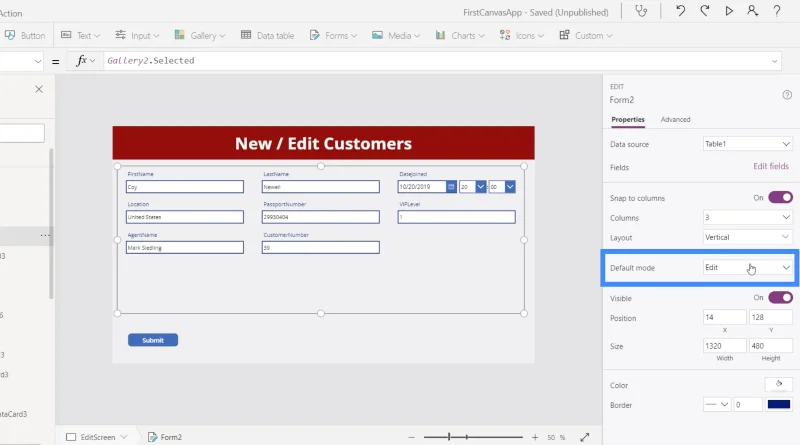 Skrin Butiran MS Power Apps Dan Skrin Borang