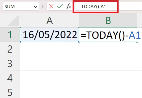 Cara Menolak Tarikh Dari Hari Ini Dalam Excel