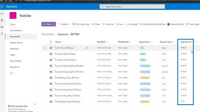 Hinzufügen von Metadaten in SharePoint mithilfe von Spalten