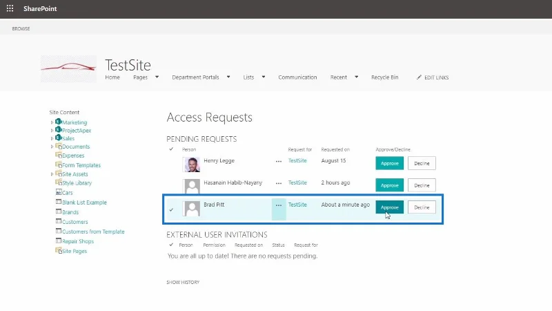 Penyesuaian Permintaan Akses Laman SharePoint