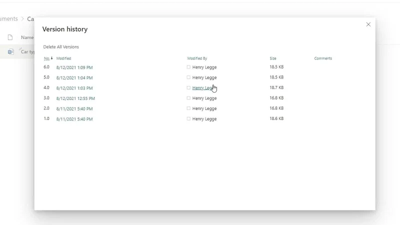 Versionierung in der SharePoint-Dokumentbibliothek