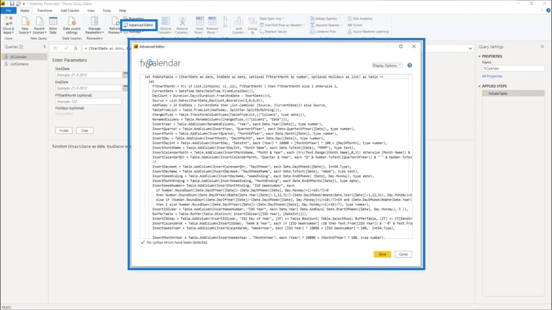 Fungsi M Untuk Jadual Tarikh – Cara Menambah Parameter Dalam Editor Pertanyaan