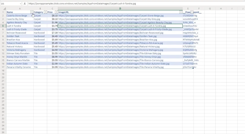 Carta PowerApps, Graf Dan Imej Dinamik