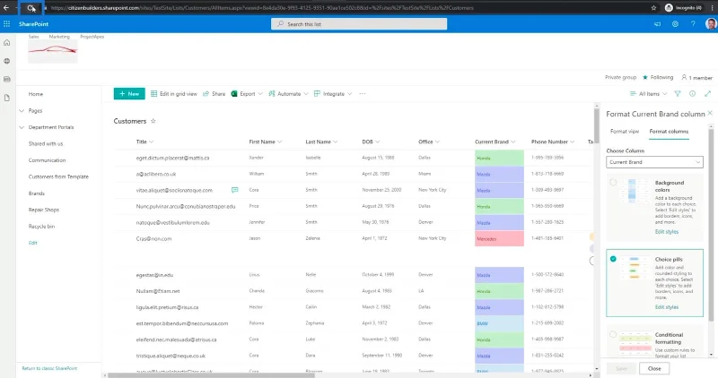 Panduan Pemformatan Senarai SharePoint