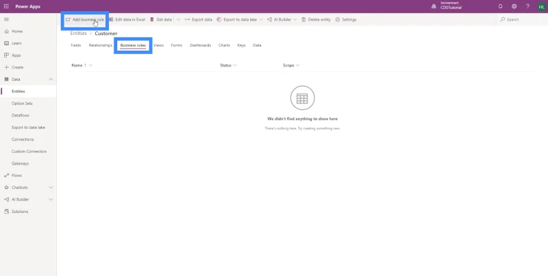 Peraturan Perniagaan PowerApps Dan Konsep CDS Berkuasa Lain