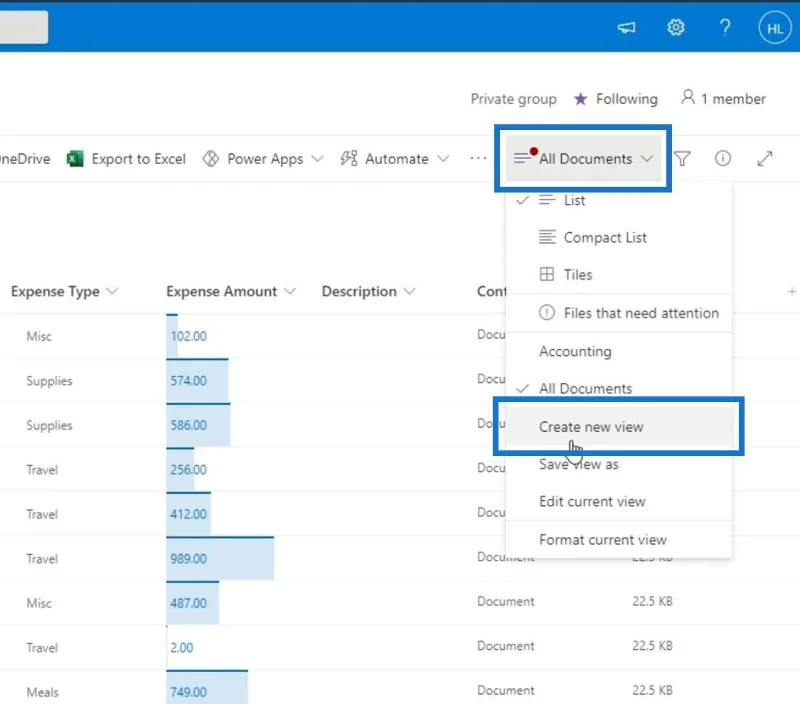 มุมมอง MS SharePoint |  การสร้างและการบันทึก