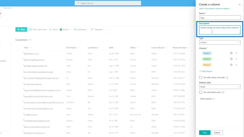 Hinzufügen eines SharePoint-Auswahlfelds zu einer Liste