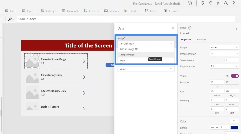 Carta PowerApps, Graf Dan Imej Dinamik