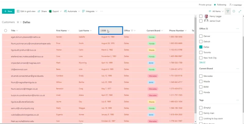 Panduan Pemformatan Senarai SharePoint