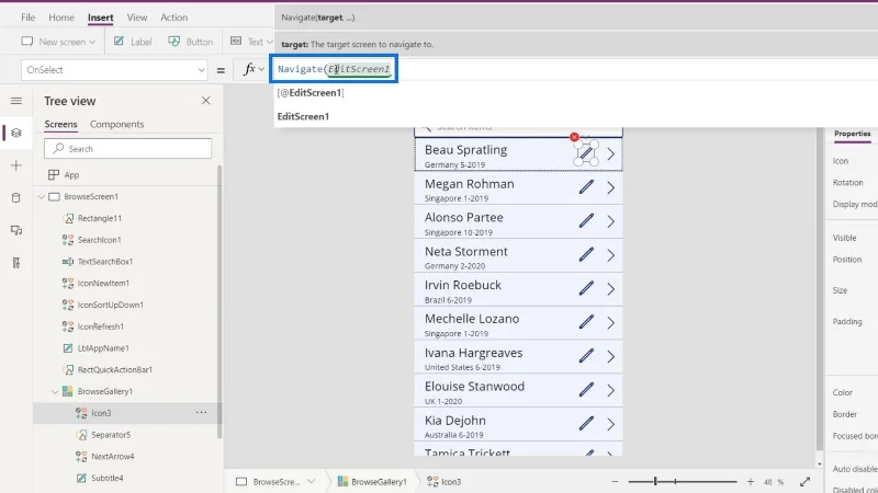 Gambaran Keseluruhan Konteks Navigasi PowerApps