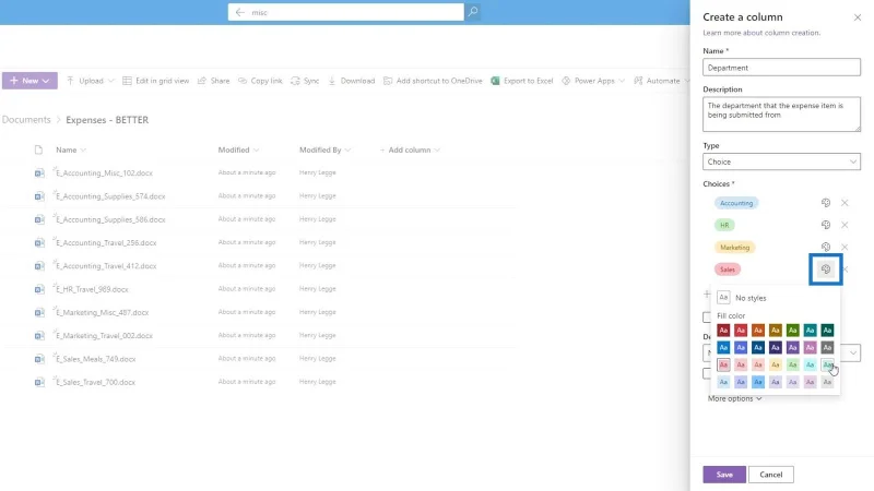 Hinzufügen von Metadaten in SharePoint mithilfe von Spalten