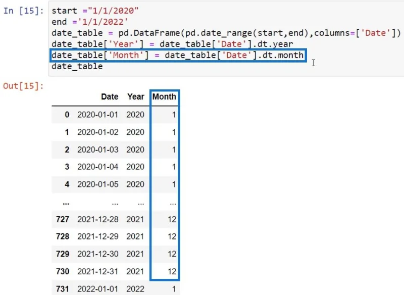 Kuasa BI Dengan Skrip Python Untuk Mencipta Jadual Tarikh