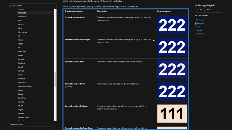 Gambaran Keseluruhan Konteks Navigasi PowerApps