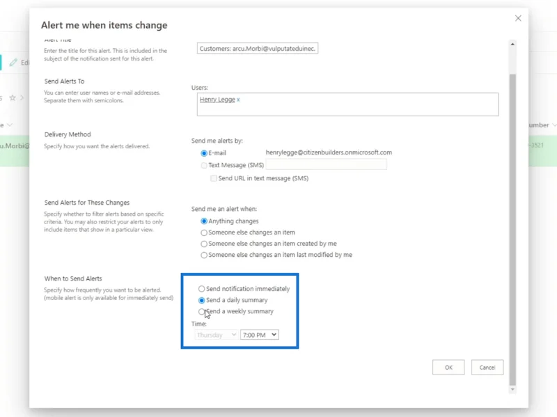 การตั้งค่าการแจ้งเตือนรายการ SharePoint