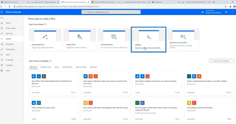 Kuasa Automate Aliran UI: Penciptaan Dan Persediaan
