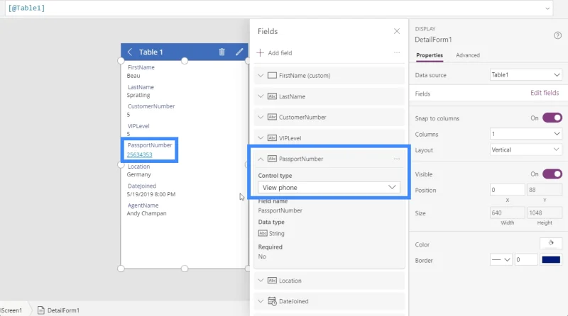 Borang Power Apps Dan Kad Data Dalam Skrin Butiran