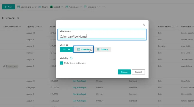 มุมมองปฏิทินรายการ SharePoint