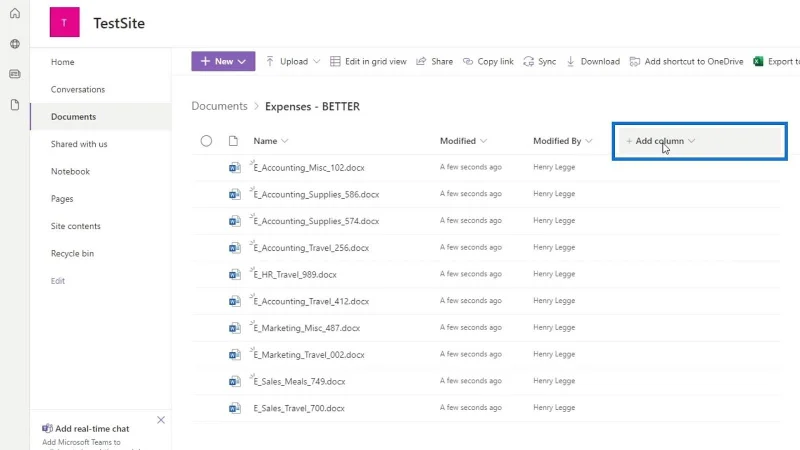 Hinzufügen von Metadaten in SharePoint mithilfe von Spalten