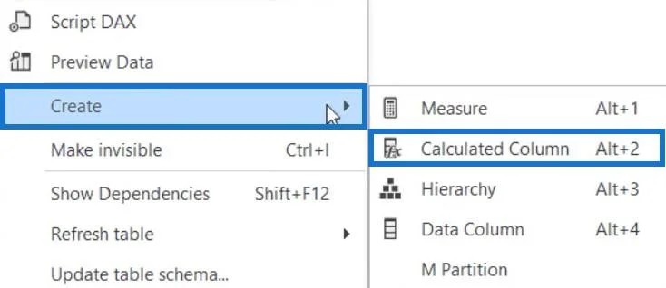 Berechnete Tabelle und Spalte im Tabelleneditor 3