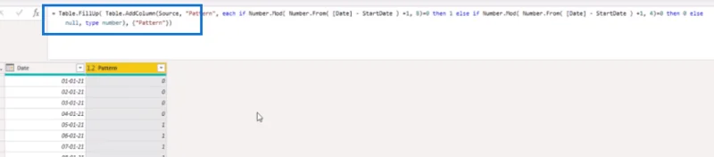 Power Query M: Corak 0-1 Bergantian Dalam Jadual Tarikh