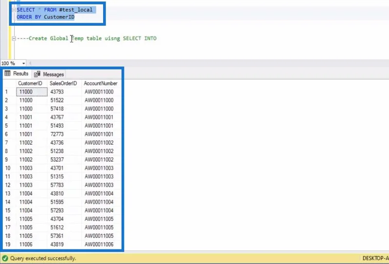 Jadual Dan Pandangan SQL Temp Untuk Pengguna LuckyTemplates