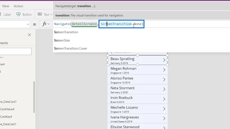 Gambaran Keseluruhan Konteks Navigasi PowerApps