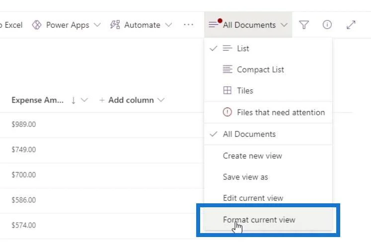 Lihat Pemformatan Dalam SharePoint