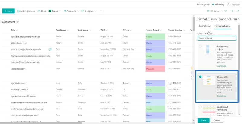 Panduan Pemformatan Senarai SharePoint