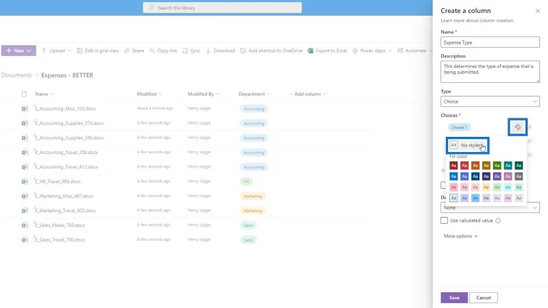 Hinzufügen von Metadaten in SharePoint mithilfe von Spalten