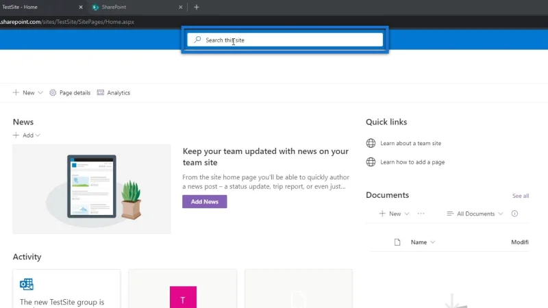 Tapak SharePoint |  Reka Letak Dan Panduan Menu