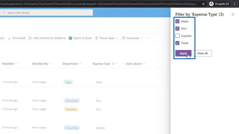 Penapisan Metadata Dalam Fail SharePoint
