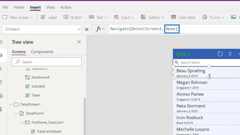 Gambaran Keseluruhan Konteks Navigasi PowerApps